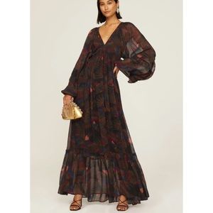 Farm Rio Long Sleeve Maxi Dress With Back Cutout Borogodo Toucans